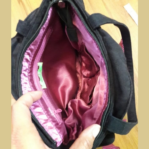 Jazza Black Faux Suede Ruffled Tote Shoulder Bag - Picture 4 of 8